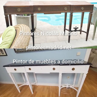 Transformación de mueble pequeño en color claro por pintores Madrid centro mejor valorados