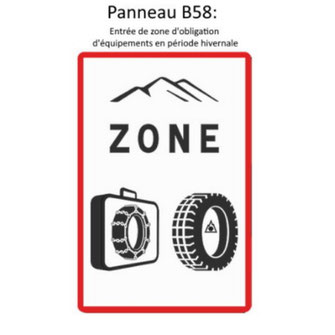 panneau b58 roue chaine neige