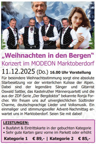 Kastelruther Männerquartett im MODEON