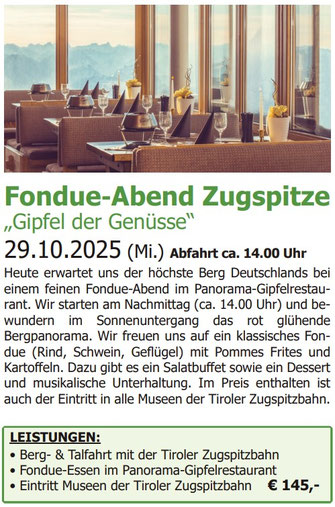 Fondueabend auf der Zugspitze