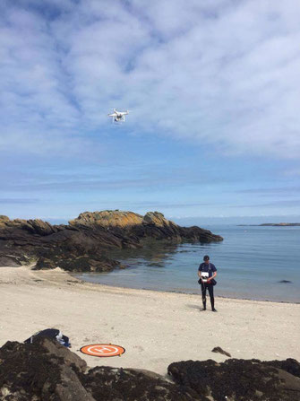 Décollage sur un îlot à Chausey pour France TV