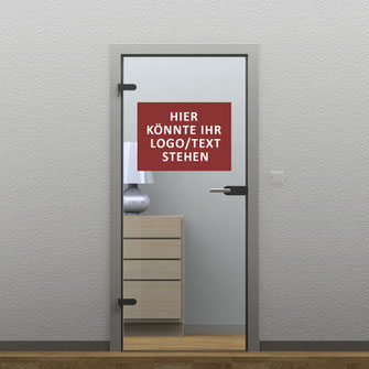 Glastüren mit Logo oder Text nach Wunsch online günstig kaufen