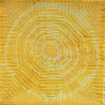 Kantha, pflanzengefärbte Baumwolle, 20x20 cm, "SUN"