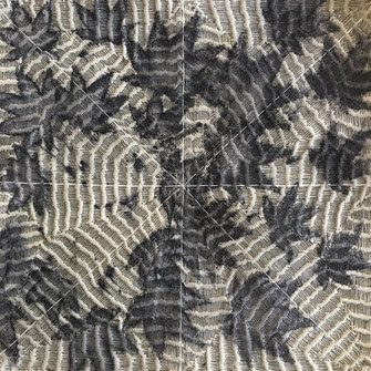 Kantha, pflanzengefärbte Baumwolle, 21x21 cm, "KRIEG"