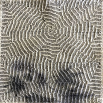 Kantha, pflanzengefärbte Baumwolle, 21x21 cm, "FOSSILS 1""