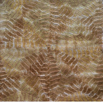 Kantha, pflanzengefärbte Baumwolle, 20x20 cm, "HERBST"