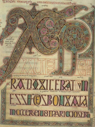 Karta Chi-Rho z Biblii z Lindisfarne, ok.690 rok n.e., 34 x 25 cm 