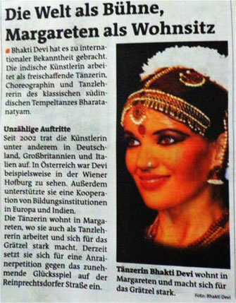 Indische Tänzerin Bhakti Devi - Zeitung Interview 
