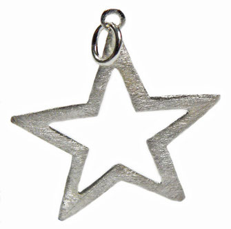 großer XL- offener 925 Silber fünfeck Schmuck-Sternanhänger, Kettenanhänger Stern groß.