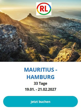 Diese kompakte Etappe der Weltreise  führt Sie vom Indischen Ozean zurück nach Europa. Genießen Sie Mauritius und Kapstadt, bevor Sie über den Atlantik mit Kanarische Inseln nach Hamburg am 21.2.2027 zurückkehren.