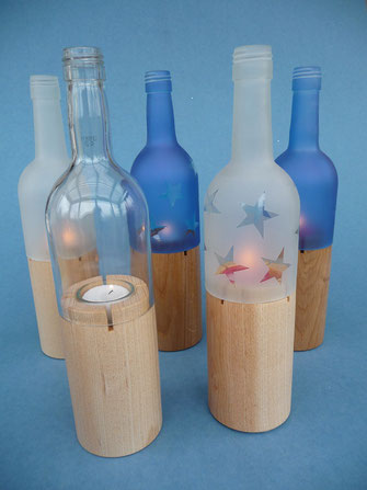 Windlichter Flasche Wohnaccessoire Glas Holz