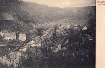 Bild: Blick vom Schloß Rauenstein zur Mühle