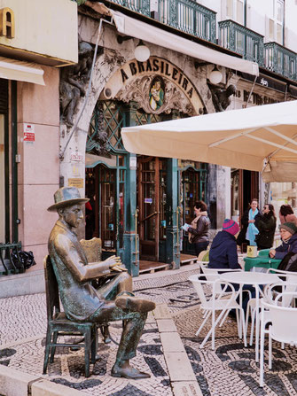 Statue of the Portuguese writer Fernando Pessoa
