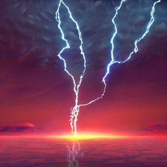 Blitze schlagen in die Erde ein - ein symbolhaftes Bild für die Namensgebung von "Feuerland".