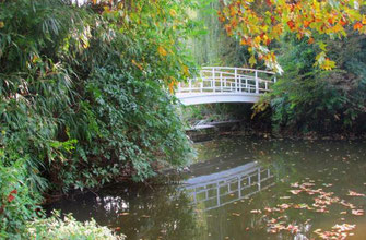 Dieses Foto zeigt eine Brücke in Baden-Baden. Sie eignet sich ausgezeichnet, um herbstliche Impressionen einzufangen.