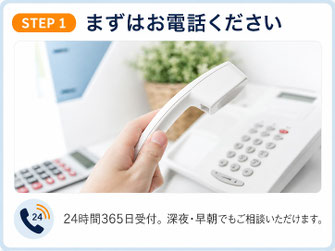 くじら葬祭へ24時間365日、葬儀・家族葬の電話相談ができることを案内する写真