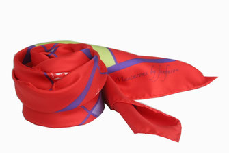 Carré de soie Fanfaron Mascarons Bordeaux Made in France Foulard