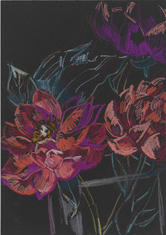 Elizabeth Peyton, Peonies, 2013, exposé à la FIAC de Paris du 23 au 26 octobre 2014, par la galerie Sadie Coles HQ 