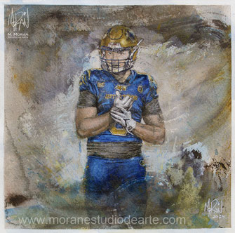 Retrato al oleo Mauricio Moran Estudio De Arte Football americano liga mayor
