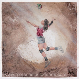 Retrato al oleo Mauricio Moran Estudio De Arte voleibol