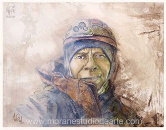 Retrato al oleo Mauricio Moran Estudio De Arte alpinismo senderismo