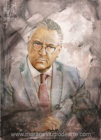 Retrato al oleo Mauricio Moran Estudio De Arte Lic. Raul Arroyo Gonzalez
