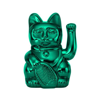 Lucky Cat Cosmic Shiny Teal Winkekatze