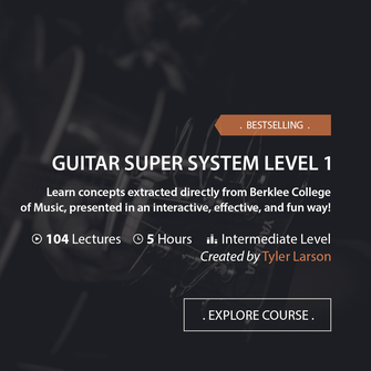 Online Music Courses - Guitar Super System Level 1. Learn concepts extracted directly from Berklee College of Music, presented in an interactive, effective, and fun way! Art God & Love Inc. Copyrights ©2017