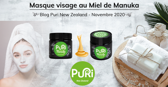 Deux pots de Miel de Manuka Puri New Zealand avec un masque visage au Miel de Manuka
