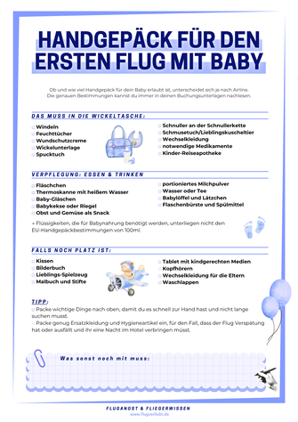 Packliste mit Baby fliegen