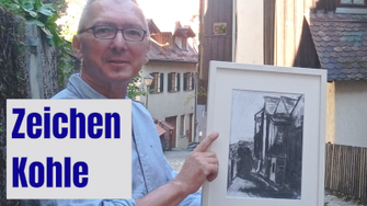 Hexenviertel landsberg, zeichnung mit zeichenkohle