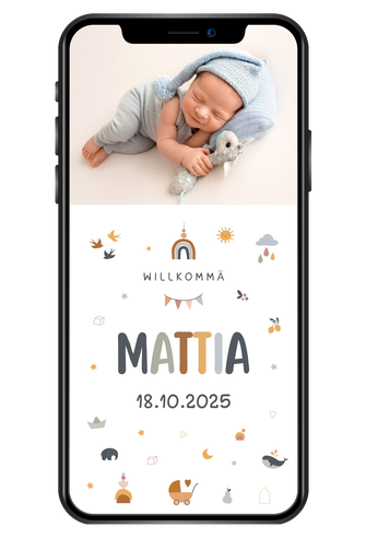 E-Card WhatsApp Mail Geburtsanzeige Geburtskarte digital