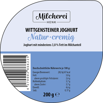 Wittgensteiner Joghurt Natur von der Milcherei Henk aus Bad Berleburg Arfeld