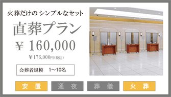 直葬プランの内容です。プラン価格は160,000円ですが、プランに含まれるものと、含まれないものを確認する必要があります。