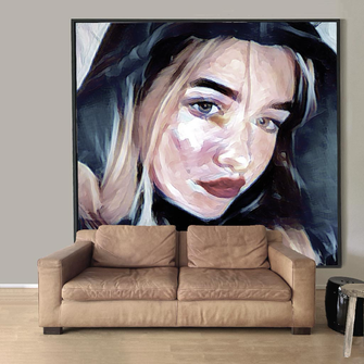 farbiges Portrait auf Leinwand gedruckt 300cm X 300 cm