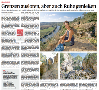 Pressebericht über Myriam vom Outdoor-Blog Puls der Freiheit – Artikel zu Wandertouren, Bergabenteuern, Naturprojekten und dem Integrationsprojekt Wanderglück