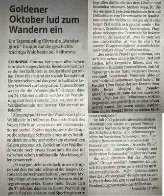 Pressebericht über Myriam vom Outdoor-Blog Puls der Freiheit – Artikel zu Wandertouren, Bergabenteuern, Naturprojekten und dem Integrationsprojekt Wanderglück