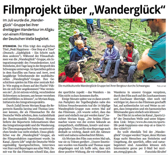 Pressebericht über Myriam vom Outdoor-Blog Puls der Freiheit – Artikel zu Wandertouren, Bergabenteuern, Naturprojekten und dem Integrationsprojekt Wanderglück