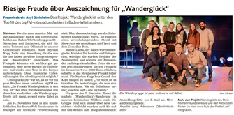 Pressebericht über Myriam vom Outdoor-Blog Puls der Freiheit – Artikel zu Wandertouren, Bergabenteuern, Naturprojekten und dem Integrationsprojekt Wanderglück