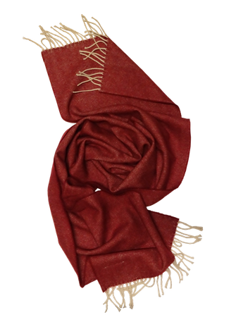 Herringbone burgundy merino wool scarf full view .