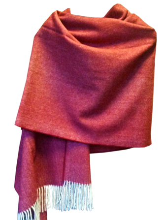 Pure merino wool big shawl burgundy isolated background.