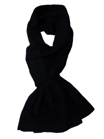 Handmade knit scarf of pure cashmere, black color, isolated