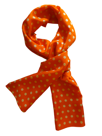 Silk twill scarf, orange dots elegant, isolated background.