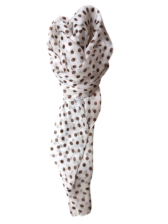 Brown dots muslin silk scarf, isolated background.