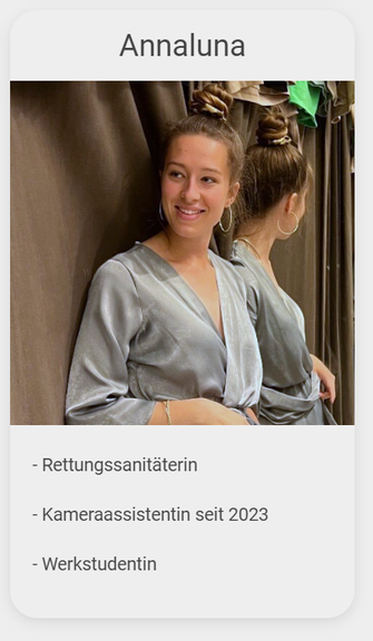 Team, Gillemotion Film, Werdegang, Autorin, Qualifikation, Redakteurin, Studium, Arbeit, Film, filmen, drehen, produzieren, Kino, Werbung, Fernsehen, Filmproduktion, München, Kamerafrau, Kameramann, TV, Tonperson, Tonmann, Tonfrau, Gebärdensprache, DGS