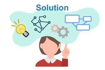 「Solution」課題解決や対策を示すイラスト