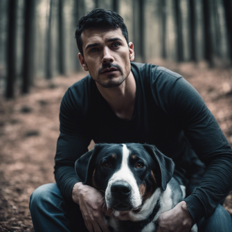 Jon Lang mit seinem Schweizer Sennenhund Rembrandt