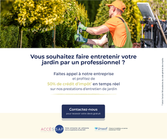 Entretien de jardin par service à la personne avec la coopérative Accès Sap, partenaire de l'entreprise Sylva Jardins Paysages.