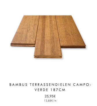 Terrassendiele aus Bambus Typ CampoVerde, Farbe "Sand"