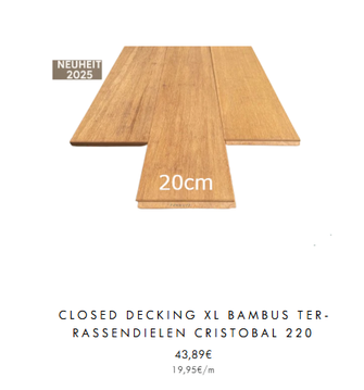 XK Bambus Terrassendiele Cristobal, 20cm breit.